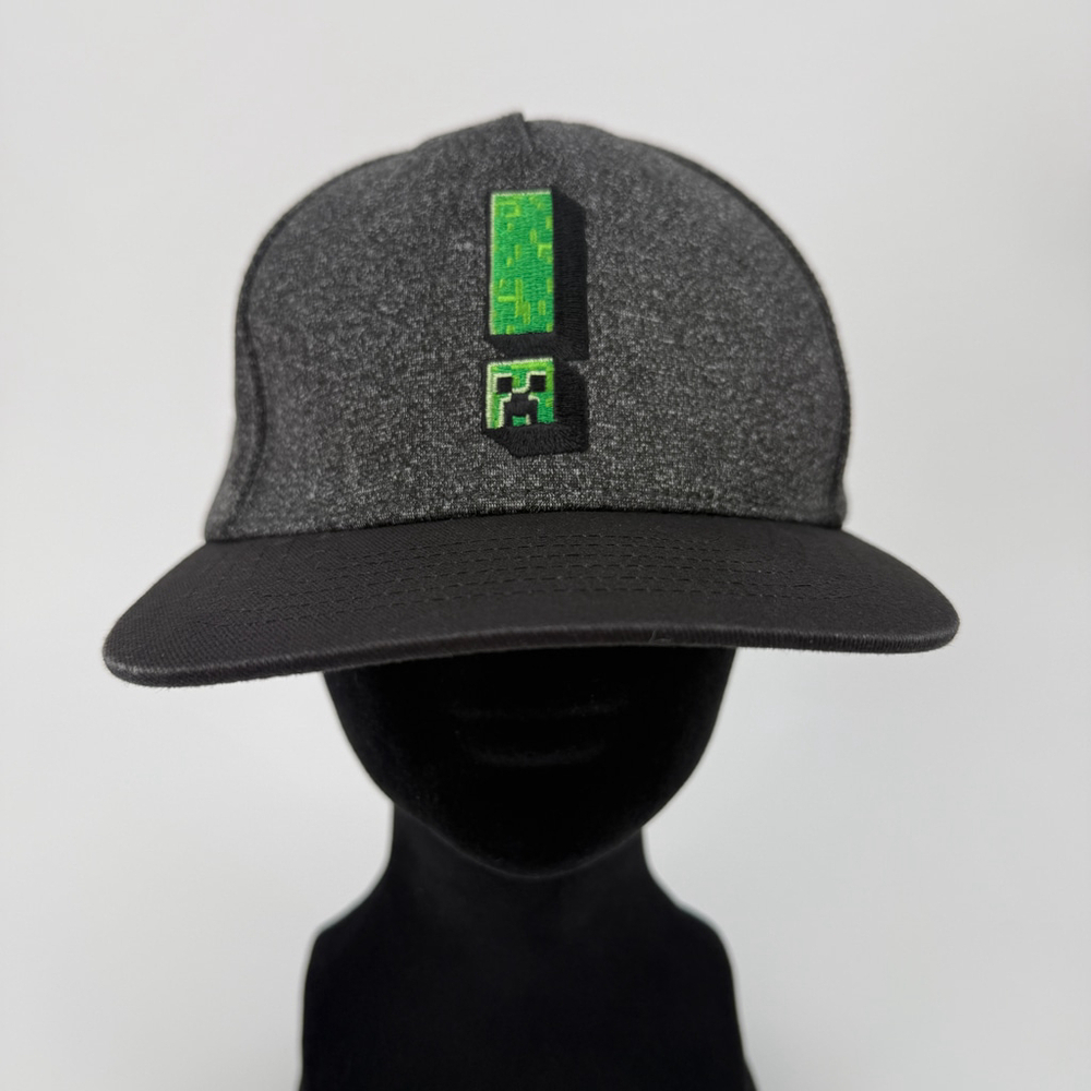 Mad Engine Minecraft Creeper Snapback Hat One Size Gray Black